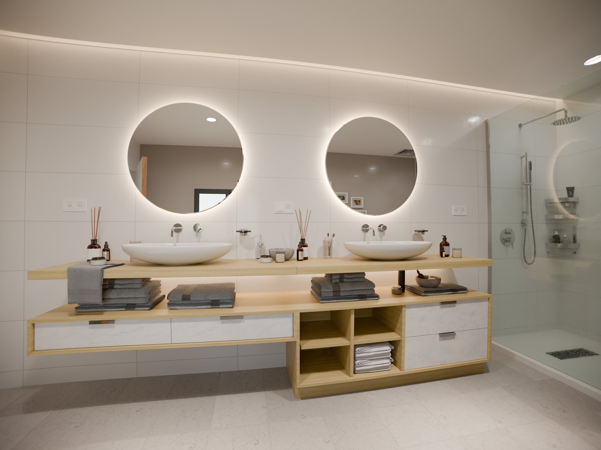 Meuble vasque avec plan de travail stratifié sur mesure Sofema