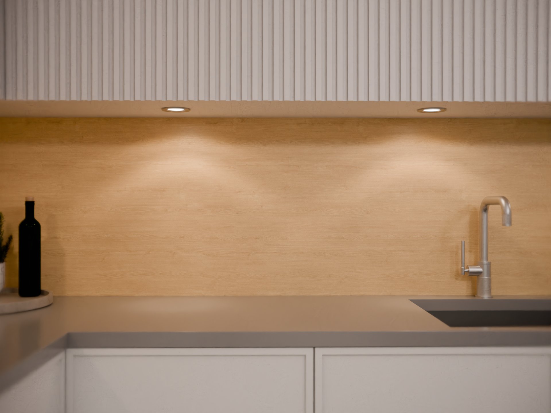 Plan de travail stratifié sur mesure Sofema avec évier et robinet inox