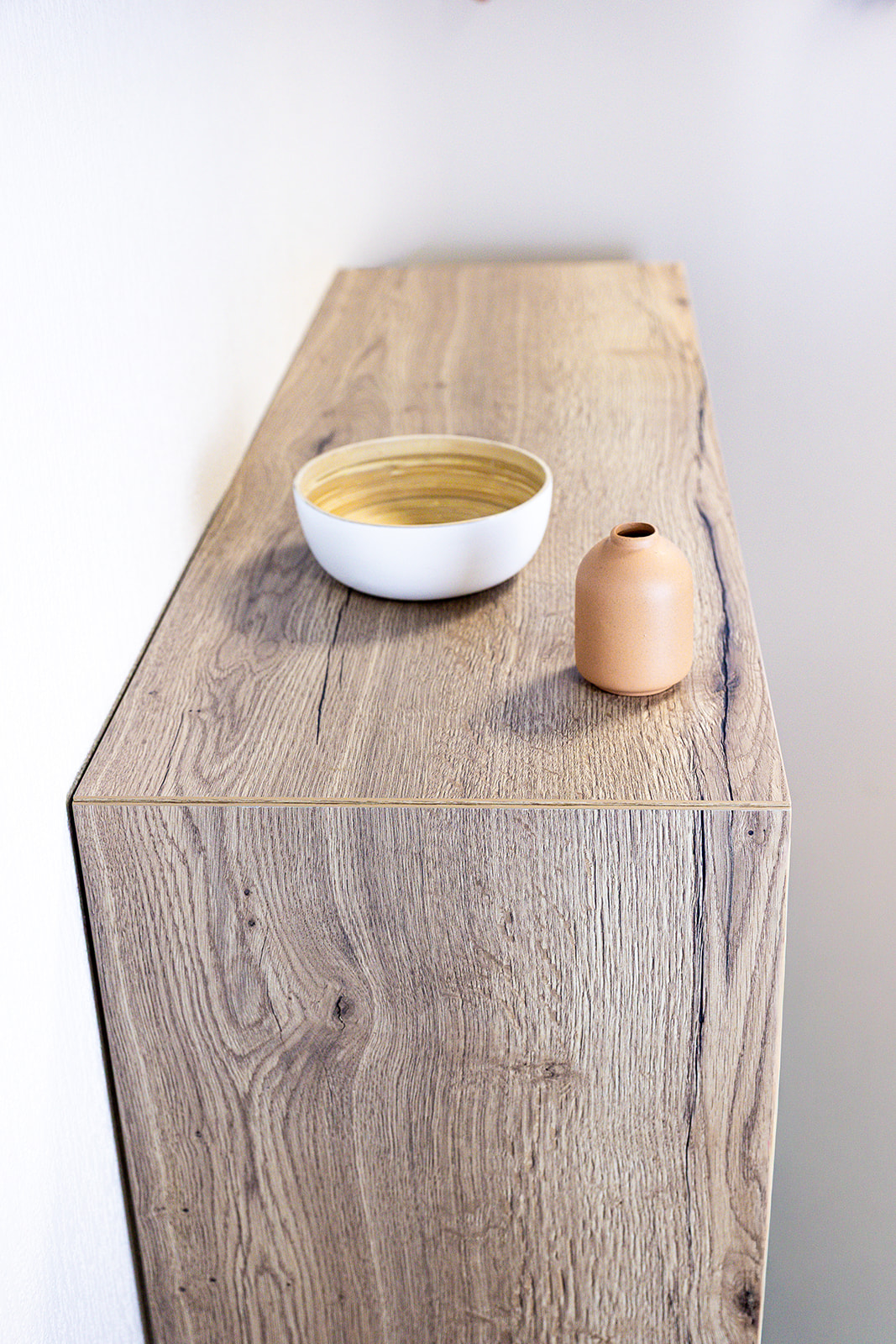 Plan de travail stratifié sur mesure Sofema, finition bois naturel